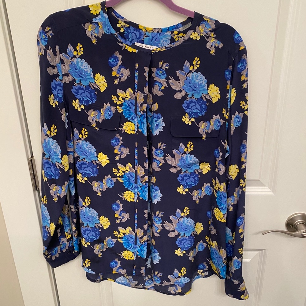 Equipment navy floral blouse